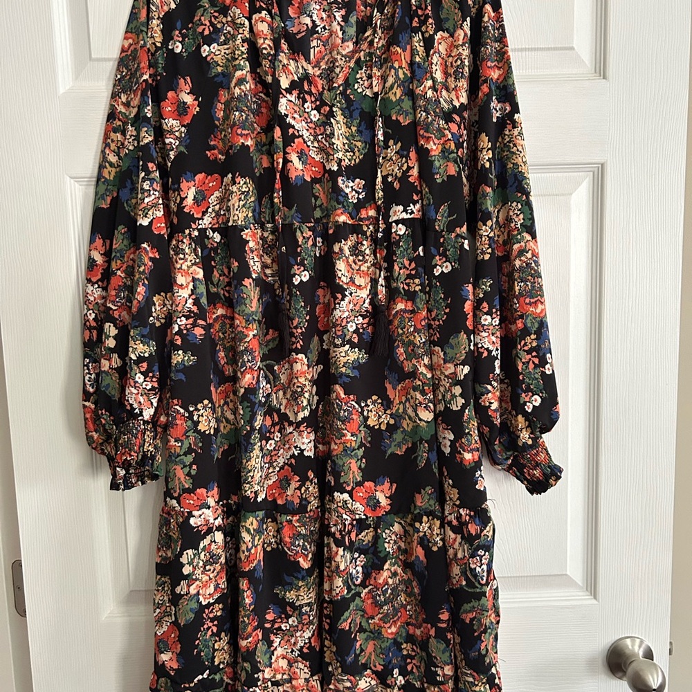 Umgee Floral Black Dress